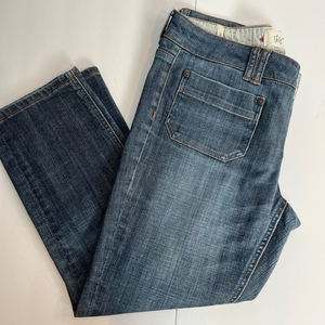 Shio Women's Low Rise Ankle Crop Denim Jeans With Stretch Size 32 missing button